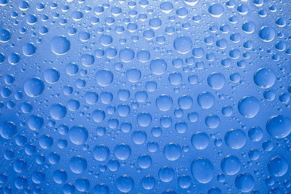 Water Drops Blue Background Water Drops Glass Background — Stock Photo, Image