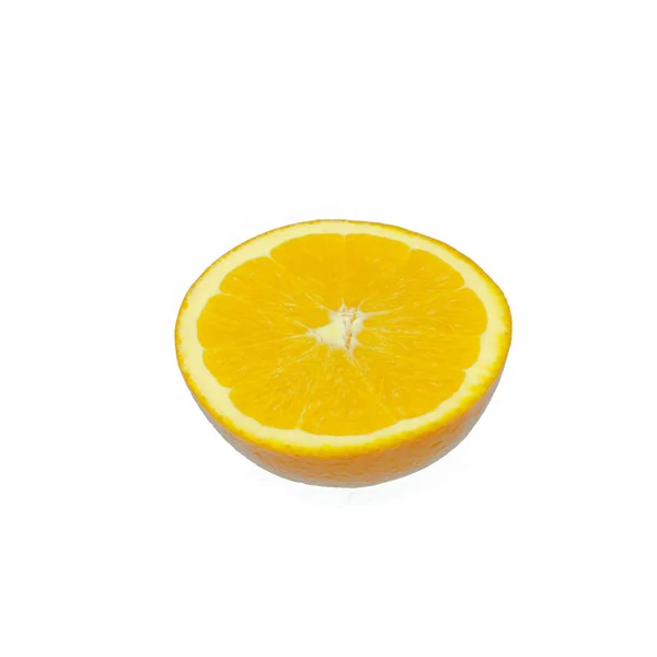 Tranches Fruits Frais Orange Nombril Isolé Sur Fond Blanc — Photo