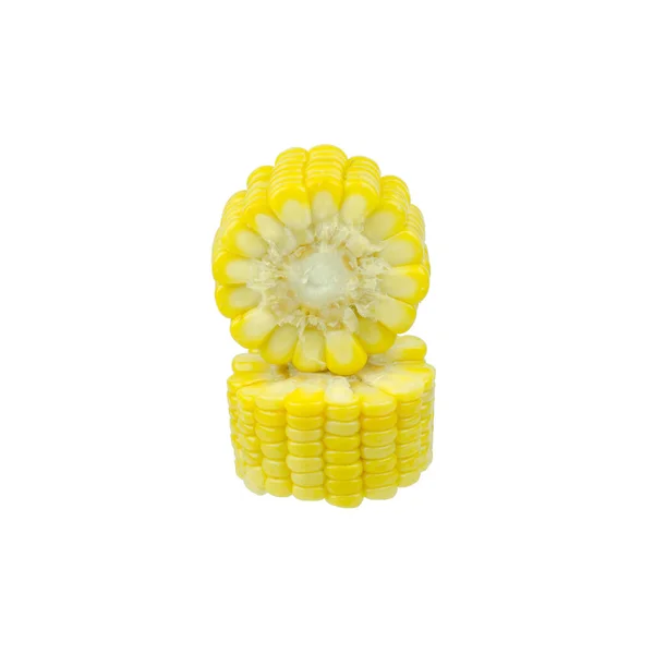 Sliced Piece Yellow Corn Isolated White — Stok fotoğraf