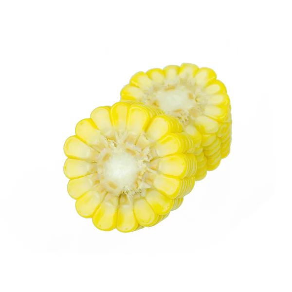 Sliced Piece Yellow Corn Isolated White — Stok fotoğraf
