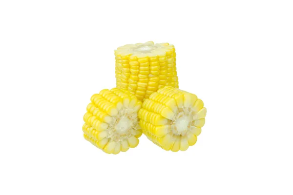 Cortado Pedaço Milho Amarelo Isolado Branco — Fotografia de Stock