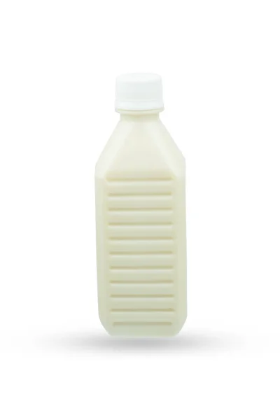 Flessenmelk Met Sojabonen Witte Achtergrond — Stockfoto