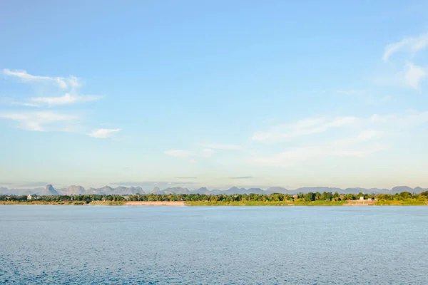 mekong river landscape with river and blue sky