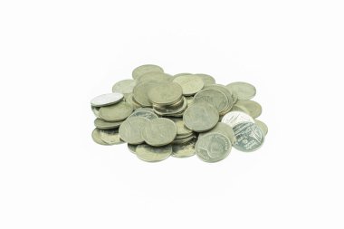 sikke üzerinde beyaz izole yığınları