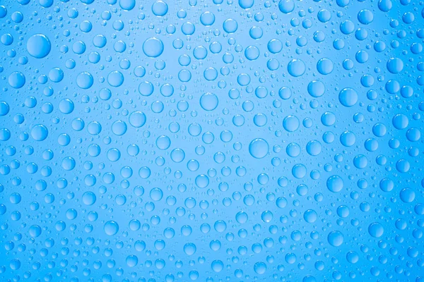 Gotas Água Fundo Azul — Fotografia de Stock