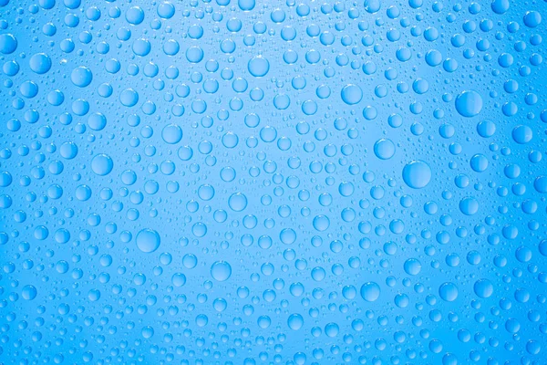 Gotas Agua Sobre Fondo Azul —  Fotos de Stock