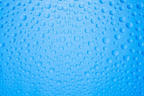 Gotas Água Fundo Azul — Fotografia de Stock