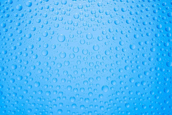 Gotas Água Fundo Azul — Fotografia de Stock