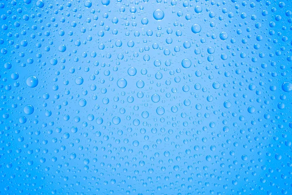 Gotas Água Fundo Azul — Fotografia de Stock