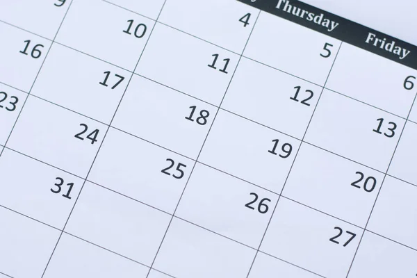 Zamknięcie Tła Strony Kalendarzowej — Zdjęcie stockowe