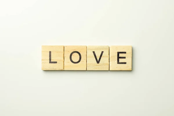 Text Wooden Blocks Spelling Word Love White Background — 스톡 사진