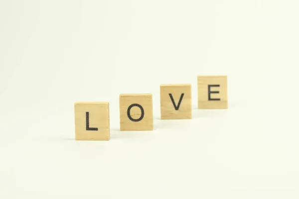 Text Wooden Blocks Spelling Word Love White Background — 스톡 사진