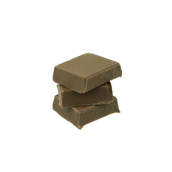 Gebroken Chocoladereep Geïsoleerd Witte Achtergrond — Stockfoto