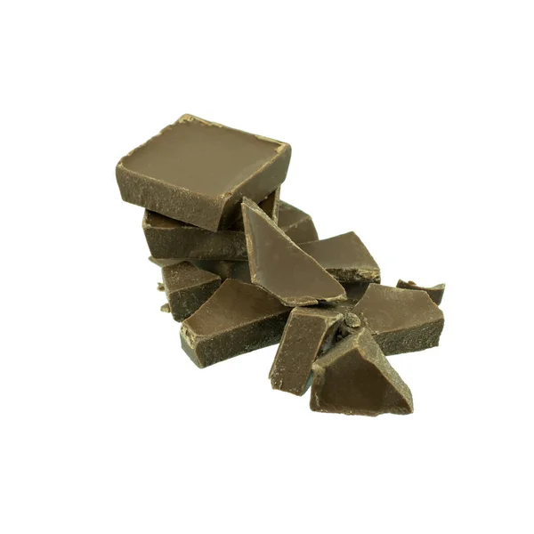 Broken Chocolate Bar Isolated White Background — Stock Photo, Image