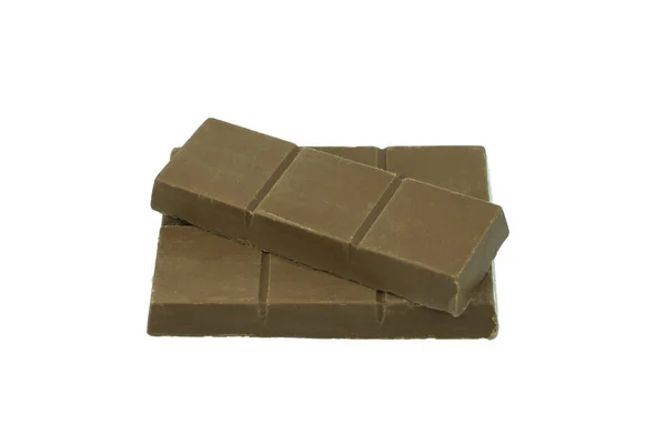 Barra Chocolate Isolada Branco — Fotografia de Stock