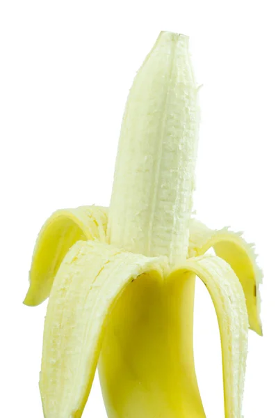 Plátano Pelado Sobre Fondo Blanco —  Fotos de Stock