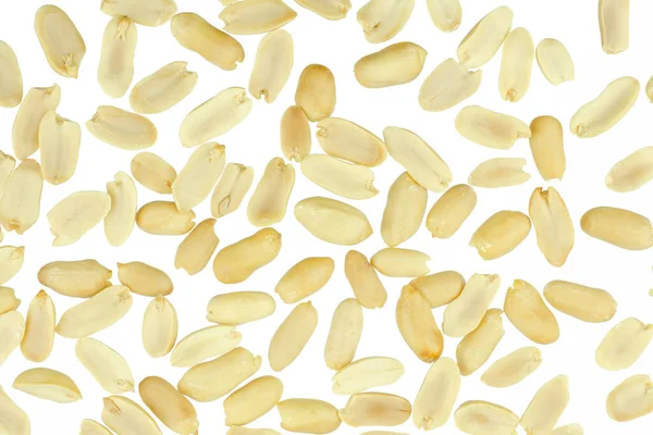 Arranged Peanuts Peeled Isolated White Background — Stock Photo, Image