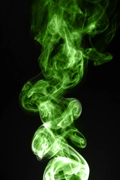 Green Smoke Black Background — Stock Photo, Image