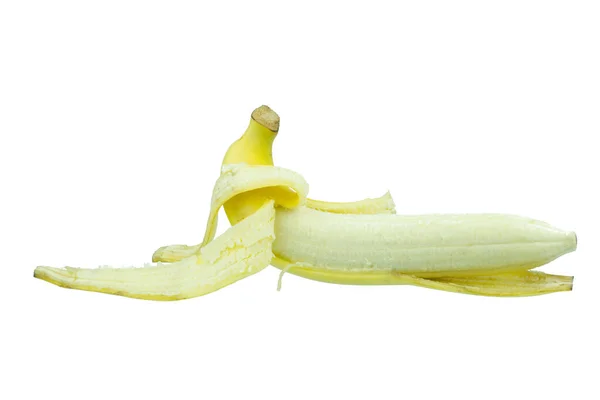 Plátano Pelado Sobre Fondo Blanco —  Fotos de Stock