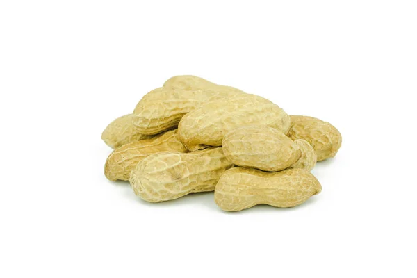 Arranged Peanuts Peeled Isolated White Background — Stock Photo, Image