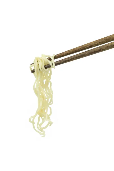 Chopsticks Holding Oriental Noodles Isolated White Background — Stock Photo, Image