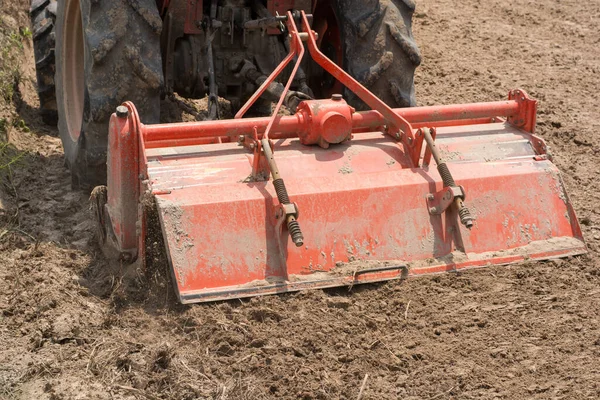 Thaise Boeren Gebruiken Een Tractor Grond Voor Bereiden Rijstteelt — Stockfoto