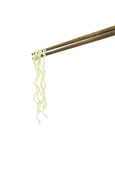 Chopsticks Holding Oriental Noodles Isolated White Background — Stock Photo, Image