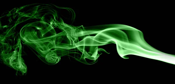 Fumée Verte Sur Fond Noir — Photo