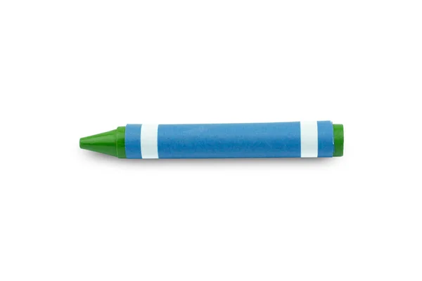 Green Crayon Wax Pencil Isolated White Background — Stock Photo, Image