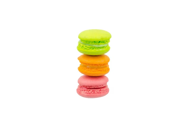 Süße Bunte Macarons Isoliert Auf Weißem Hintergrund — Stockfoto