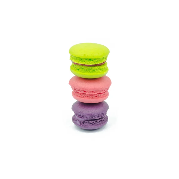 Süße Bunte Macarons Isoliert Auf Weißem Hintergrund — Stockfoto