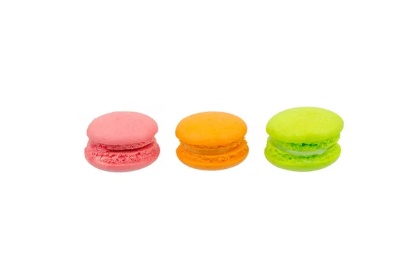 Macarons Colorés Doux Isolés Sur Fond Blanc — Photo