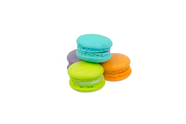 Macarons Colorés Doux Isolés Sur Fond Blanc — Photo