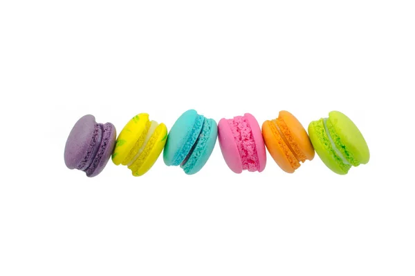 Macarons Colorés Doux Isolés Sur Fond Blanc — Photo