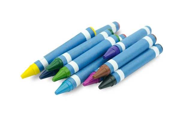 Ołówek Woskowy Kredkowy Izolowany Białym Tle — Zdjęcie stockowe