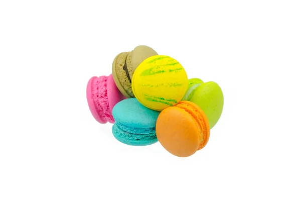 Dolci Macaron Colorati Isolati Sfondo Bianco — Foto Stock