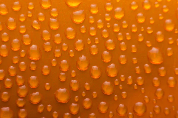 Cerrar Gotas Agua Lata Aluminio Naranja —  Fotos de Stock