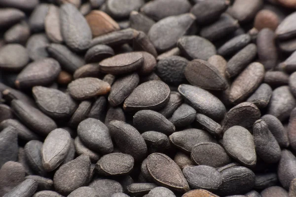 Close Pile Black Sesame Seeds Background — Stock Photo, Image