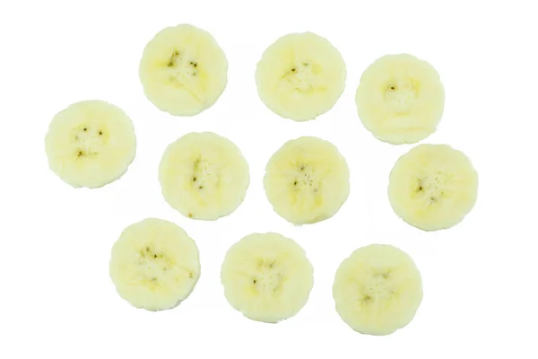 Rodajas Plátano Aisladas Sobre Blanco —  Fotos de Stock