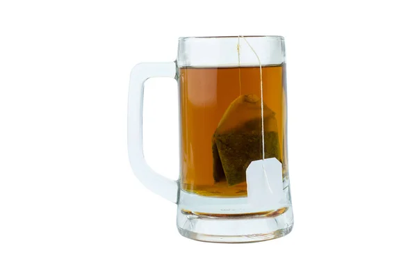 Tea Glass Cup Tea Bag Tea Cup Isolated White Background — Stock Photo, Image