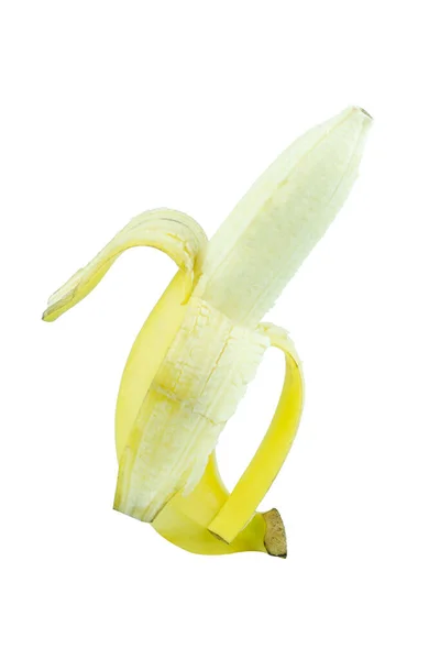 Banane Pelée Sur Fond Blanc — Photo