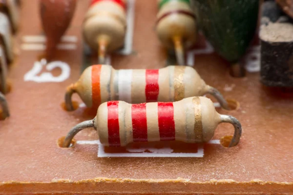 Närbild Elektronisk Hårdvara Resistor Kretskortet — Stockfoto