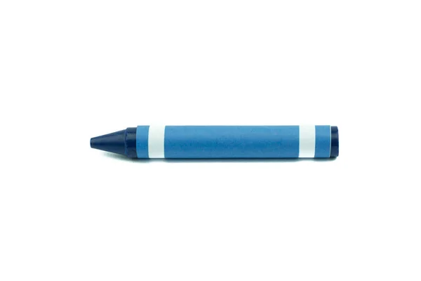 Blå Crayon Vax Penna Isolerad Vit Bakgrund — Stockfoto