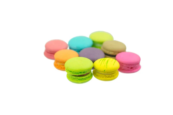 Süße Bunte Macarons Isoliert Auf Weißem Hintergrund — Stockfoto