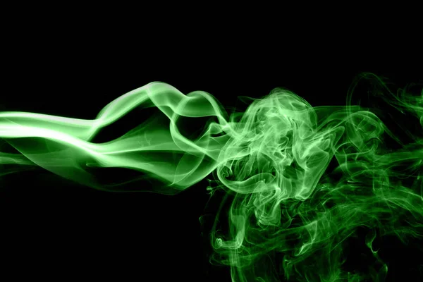 Fumée Verte Sur Fond Noir — Photo