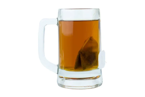 Teeglasbecher Mit Teebeutel Vorhanden Teetasse Isoliert Auf Weißem Hintergrund — Stockfoto