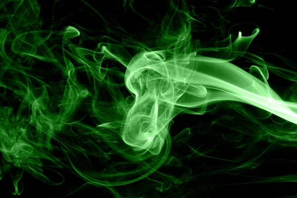 Zelený Kouř Černém Pozadí — Stock fotografie