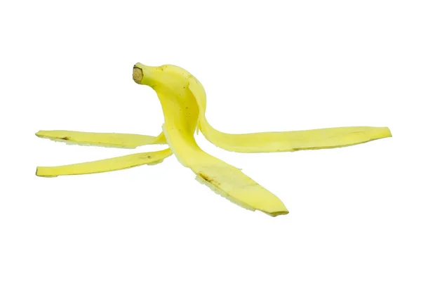 Bananenschale Auf Weißem Hintergrund Nahaufnahme — Stockfoto