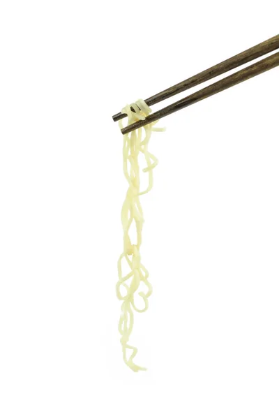 Chopsticks Holding Oriental Noodles Isolated White Background — Stock fotografie