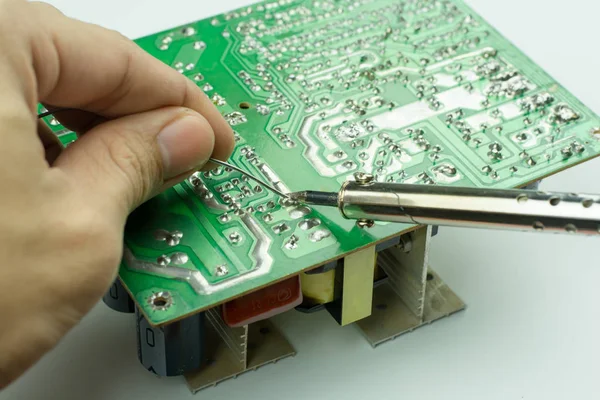 Repair Electronic Devices Tin Soldering Parts — Stock Photo, Image